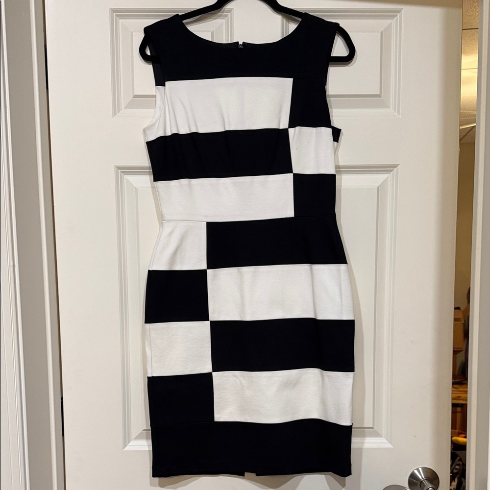 White House Black Market Black and White Block Dress